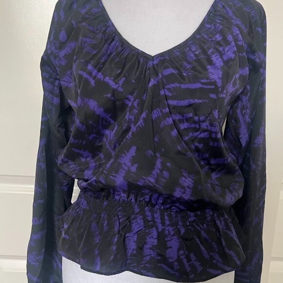 Michael Kors Purple Plum Peplum Long Sleeve Blouse Top Size Small - Picture 2 of 15